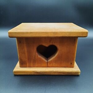 Rustic Wooden Keepsake Box with Heart‎ Cut-Out Hinged Lid